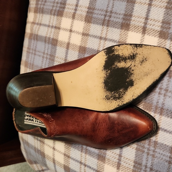 Code West Brown Leather Western Heeled Mules Size 10 - Picture 9 of 9